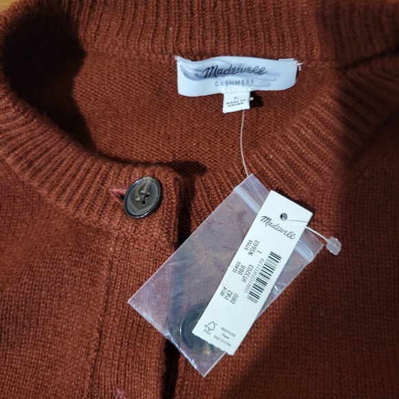 Madewell Cashmere Button-Front Cardigan Sweater NS663 Size L Rust NWT - Picture 4 of 5